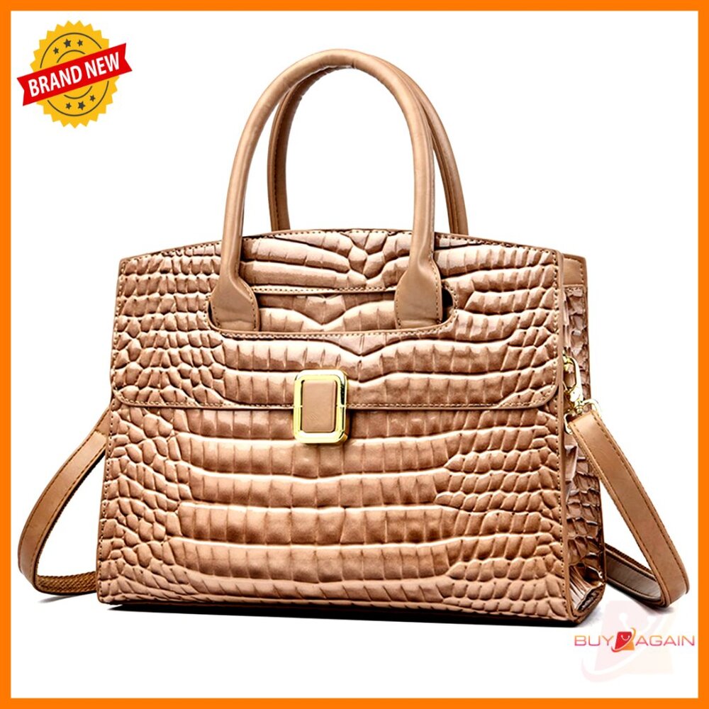 Medium Vegan Leather Satchel Tote With Adjustable Crossbody Strap